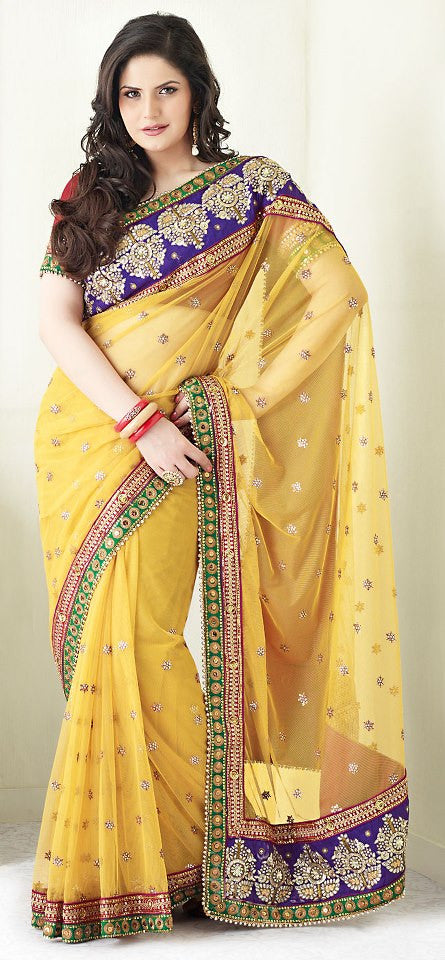 Scintillating Gold Net Saree